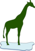 Green Giraffe Silhouette On Ice Clip Art